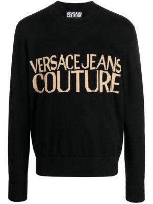 Pull en tricot col rond Versace Jeans Couture noir