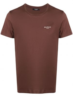 T-shirt con stampa Balmain marrone