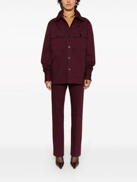 Bavlněné rovné kalhoty Saint Laurent fialové