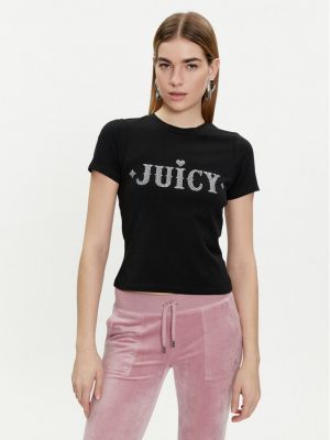 Slim fit priliehavé tričko Juicy Couture čierna