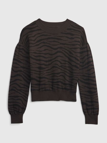 Bavlnený sveter so vzorom zebry Gap hnedá