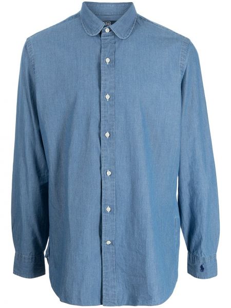 Bavlnená košeľa s výšivkou Polo Ralph Lauren modrá
