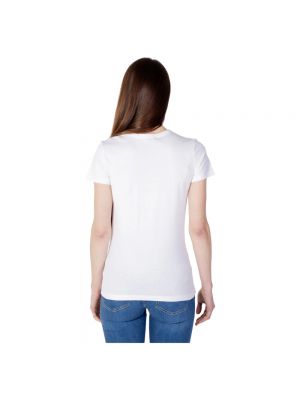 Koszulka w paski z nadrukiem z okrągłym dekoltem Love Moschino biała