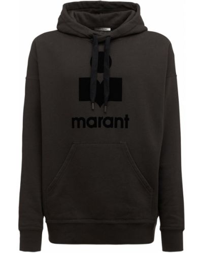 Pamučna hoodie s kapuljačom Marant crna