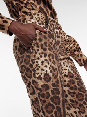 Памучни прав панталон с принт с леопардов принт Dolce&gabbana