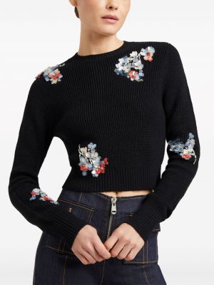 Sweter z cekinami w kwiatki Cinq A Sept czarny
