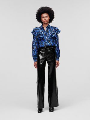 Lakované kožené kalhoty Karl Lagerfeld černé