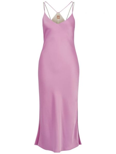 Коктейлна рокля с v-образно деколте Boss виолетово