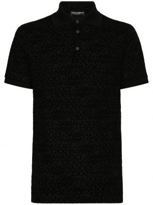 Kokvilnas polo krekls ar apdruku Dolce & Gabbana melns