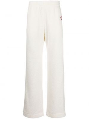 Pruhované fleecové teplákové nohavice Casablanca biela