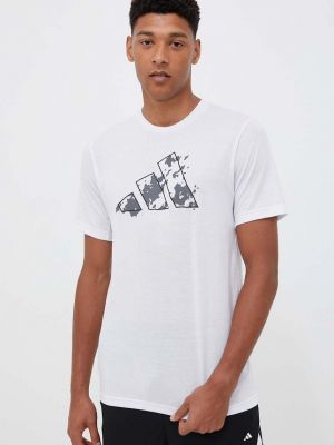 Тениска с дълъг ръкав с принт Adidas Performance бяло