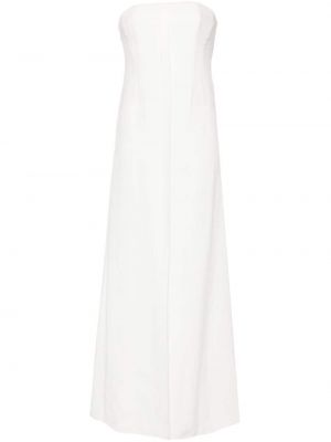Krepové dlouhé šaty Alberta Ferretti bílé