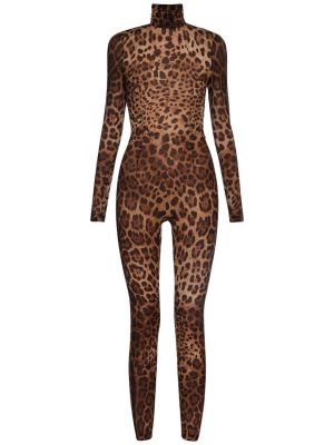 Копринен гащеризон от шифон с леопардов принт Dolce & Gabbana