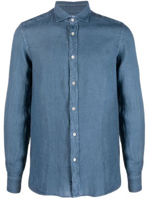 Λινό πουκάμισο Boglioli μπλε