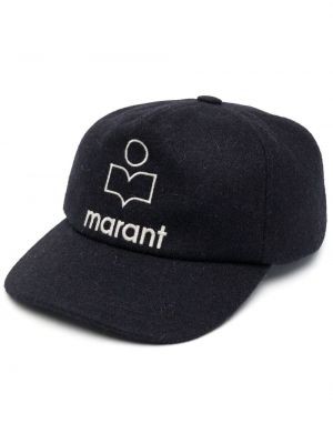 Haftowana czapka z daszkiem Isabel Marant niebieska