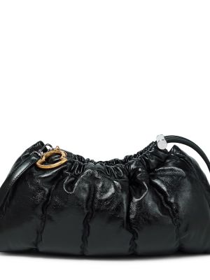 Пухени кожени чанта тип „портмоне“ Moncler черно