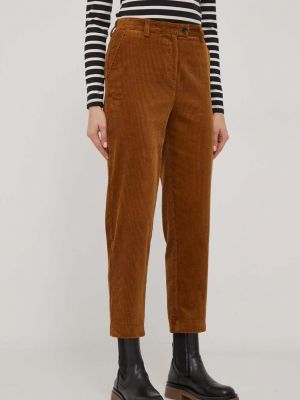 Pantaloni cu talie înaltă de catifea cord de catifea Sisley maro