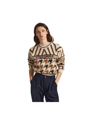 Sweter z okrągłym dekoltem Pepe Jeans beżowy