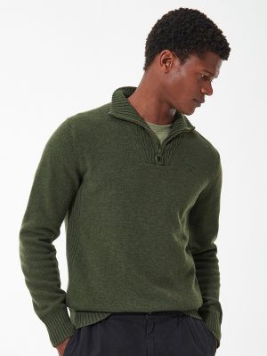 Jersey con cremallera manga larga de tela jersey Barbour verde