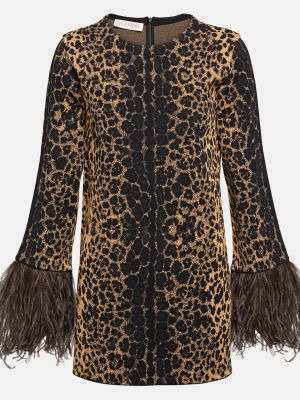 Леопардовый свитер с перьями с принтом Valentino коричневый