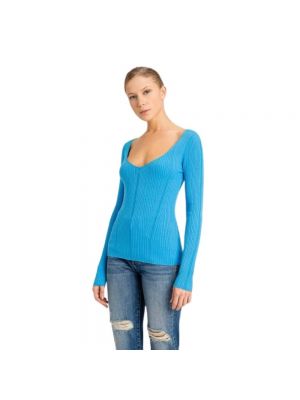 Sweter z dekoltem w serek Twinset niebieski