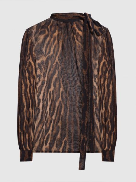 Шелковая блузка с принтом Givenchy коричневая
