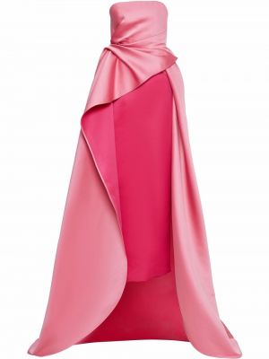 Asimetrična večernja haljina Carolina Herrera ružičasta