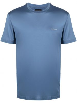 Тениска с принт Emporio Armani синьо