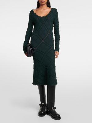Шерстяное платье миди Burberry зеленое