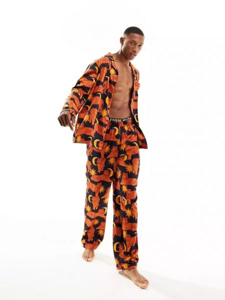 Тигровая атласная пижама с принтом Chelsea Peers