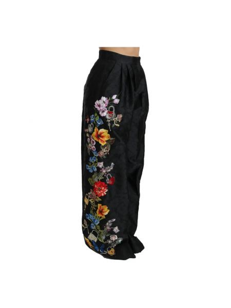 Pantalones con lentejuelas de flores Dolce & Gabbana negro