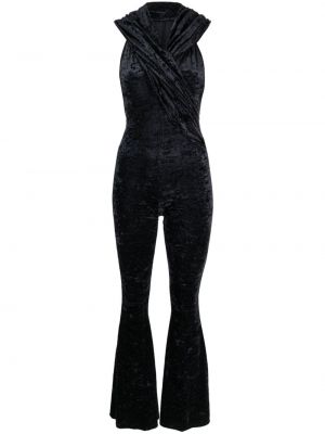 Βελούδινη ολόσωμη φόρμα με κουκούλα The Andamane μαύρο