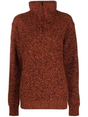 Кашмирен пуловер с цип Sease оранжево
