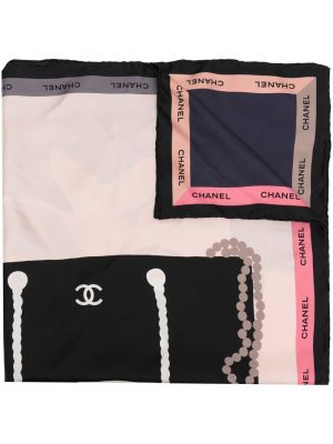 Hedvábný šál s potiskem Chanel Pre-owned růžový