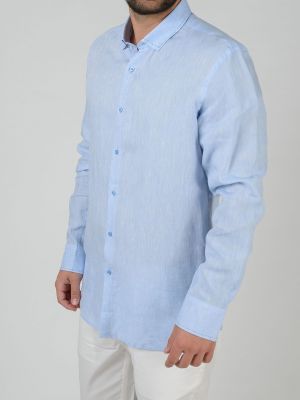 Льняная рубашка Stefano Bellini голубая