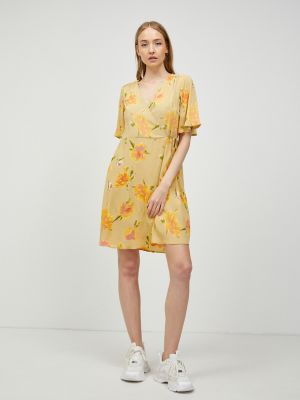 Virágos mini ruha Pieces sárga