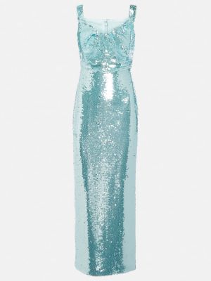 Viskózové midi šaty Roland Mouret - modrá
