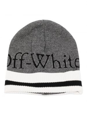 Haftowana czapka wełniana Off-white