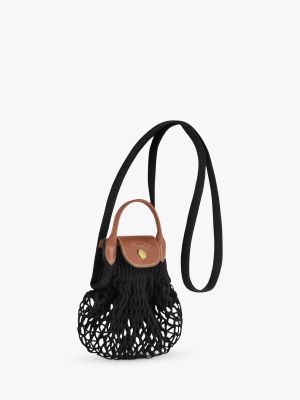 Миниатюрная сумка с верхней ручкой Longchamp Le Pliage Filet черная