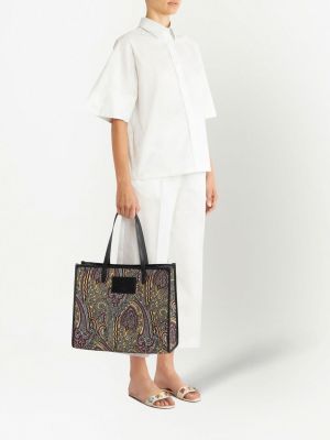 Shopper handtasche mit print mit paisleymuster Etro schwarz