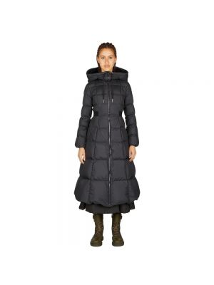Pikowany płaszcz zimowy z kapturem Moncler czarny