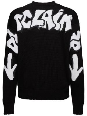 Bombažni pulover Disclaimer črna