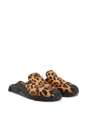 Pantuflas con estampado leopardo Dolce & Gabbana marrón