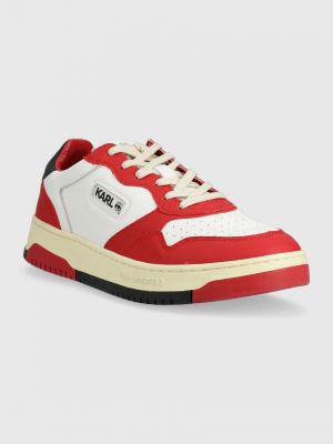 Sneakersy skórzane Karl Lagerfeld czerwone