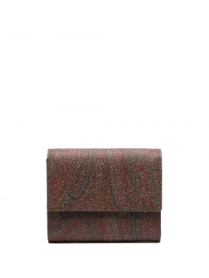 Kožená peňaženka s potlačou s paisley vzorom Etro hnedá