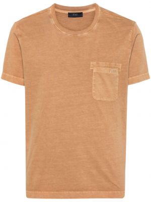Medvilninis siuvinėtas marškinėliai Fay ruda