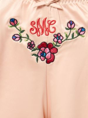 Saténové kraťasy s výšivkou Stella Mccartney růžové