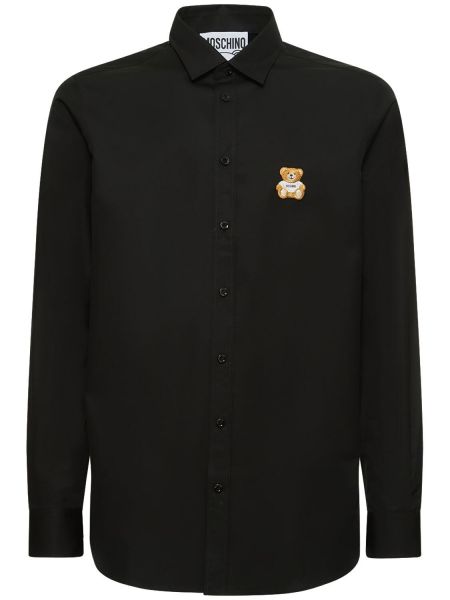 Bombažna srajca Moschino črna