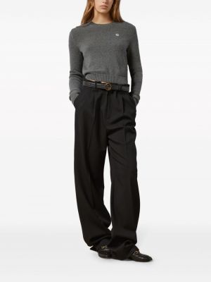 Kašmírový svetr s výšivkou Gucci šedý
