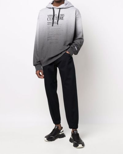 Spalvų gradiento rašto raštuotas džemperis su gobtuvu Versace Jeans Couture